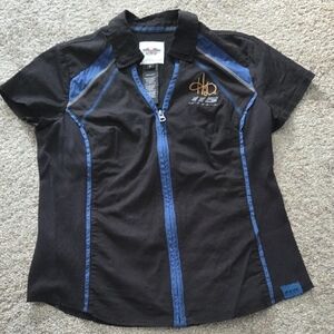 Harley-Davidson Black Polo with Blue Trim and Gold Logo